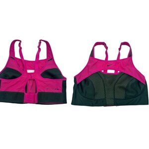 NIKE Women M Alpha Ultrabreath Dri-Fit ADV Sports Bra High Support Pink Green